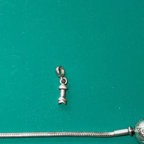 Size 8” Pandora Silver Charm Bracelet with Colorful Charms - Picture 6 of 7